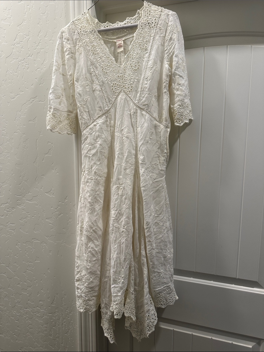 Sundance  white Lace-Trimmed Boho Midi Dress